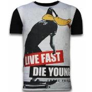 T-shirt Korte Mouw Local Fanatic Duck Live Fast Digital Rhinestone