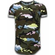 T-shirt Korte Mouw Tony Backer Known Camouflage Long Fi Army Pink