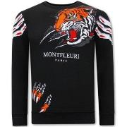 Sweater Tony Backer Print Tiger Head Black