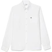 Overhemd Lange Mouw Lacoste Linen Casual Shirt - Blanc