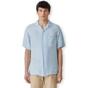 Overhemd Lange Mouw Portuguese Flannel Linen Camp Collar Shirt - Sky