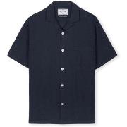 Overhemd Lange Mouw Portuguese Flannel Linen Camp Collar Shirt - Navy