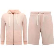 Trainingspak Enos Hoodie Rits Jogging Shorts SET Pink