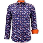 Overhemd Lange Mouw Tony Backer Satijnen Blouse Schildpadprint