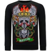 Sweater Tony Backer Print Skull Head