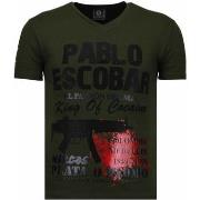 T-shirt Korte Mouw Local Fanatic Pablo Escobar Narcos Rhinestone