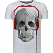 T-shirt Korte Mouw Local Fanatic Skull Bring The Beat Rhinestone