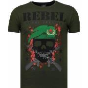 T-shirt Korte Mouw Local Fanatic Skull Rebel Rhinestone