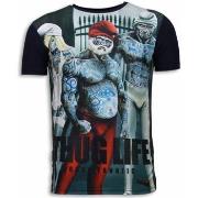 T-shirt Korte Mouw Local Fanatic Thug Life Digital Rhinestone