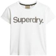 T-shirt Korte Mouw Superdry T-shirt Core Logo City blanc ajusté