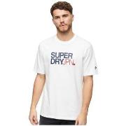 T-shirt Korte Mouw Superdry T-shirt Sportswear Logo Coupe Ample Blanc ...