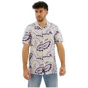 Overhemd Korte Mouw Superdry Chemise imprimée en lin à col ouvert