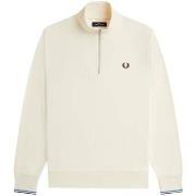 Sweater Fred Perry Half Zip Sweatshirt Ecru/Court Blue/Oxblood