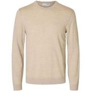 Trui Selected 16094647 TRAY MERINO CREW-OATMEAL MELANGE