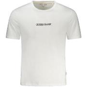 T-shirt Korte Mouw Guess T-shirt Slim Logo Brodé blanc
