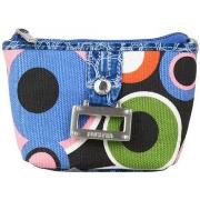 Sac à main Fuchsia Petit porte monnaie toile - Bleu motif rond