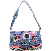 Sac à main Fuchsia Sac à rabat toile motif rond multicolore Bleu