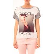 T-shirt By La Vitrine Tee-shirt B005 Blanc/Gris