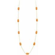 Collier Orusbijoux Collier Argent Sautoir Dore Galets Pierres Orange