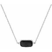 Collier Orusbijoux Collier Petit Galet Argent Rhodié Pierre Noire