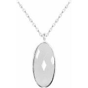 Collier Orusbijoux Collier Argent Rhodie Médaillon Ovale Facette Gris