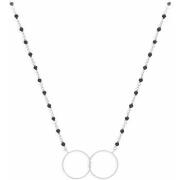 Collier Orusbijoux Collier Argent Double Rond Et Pierre Spinelle Noire