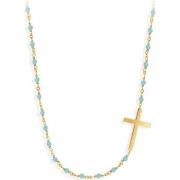 Collier Orusbijoux Collier Argent Doré Croix Et Turquoise