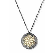 Collier Orusbijoux Collier Fleur Moderne Argent Noir Glitter Doré