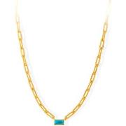 Collier Orusbijoux Collier Doré Chaine En Argent Pierre Turquoise