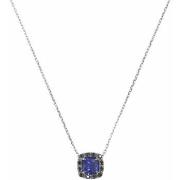 Collier Orusbijoux Collier Argent Noir Solitaire Carre Bleu