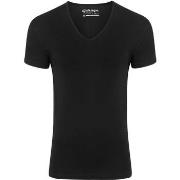 T-shirt Garage Stretch Basique Noir Col-V Profond