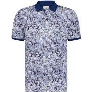 T-shirt State Of Art Polo Pique Impression Floral Bleu Foncé