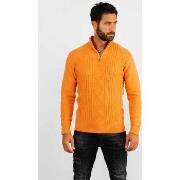 Pull Hollyghost Pull en maille avec col zip orange