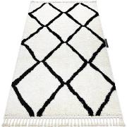 Tapis Rugsx Tapis BERBER CROSS blanc Franges berbère marocain 80x150 c...