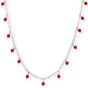 Collier Orusbijoux Collier Argent Rhodié Perles Pierre Onyx Rouge