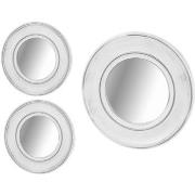 Miroirs Unimasa Set de 3 miroirs muraux blanc et argent