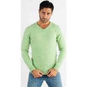 Pull Hollyghost Pull col V vert en touch cashemere unicolore