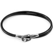 Bracelets Anchor &amp; Crew Bracelet Tenby Argent Et Cuir Rond