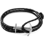 Bracelets Anchor &amp; Crew Bracelet Ancre Admiral Argent Et Cuir Tres...