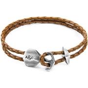 Bracelets Anchor &amp; Crew Bracelet Ancre Delta Argent Et Cuir Tressé