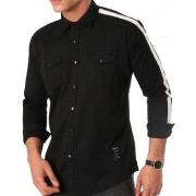 Chemise Uniplay Chemise homme SH-01 noir avec bande blanche