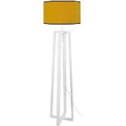 Lampadaires Tosel Lampadaire colonne bois blanc et jaune