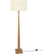 Lampadaires Tosel Lampadaire droit bois foncé et ´ecru