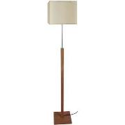 Lampadaires Tosel Lampadaire droit bois foncé et créme