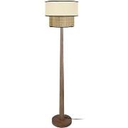 Lampadaires Tosel Lampadaire droit bois foncé et créme