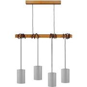 Lustres, suspensions et plafonniers Tosel Lustre bar bois foncé et gri...