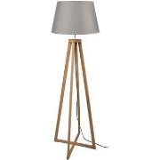 Lampadaires Tosel Lampadaire colonne bois foncé et gris