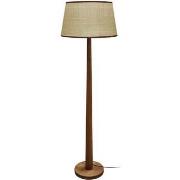 Lampadaires Tosel Lampadaire droit bois foncé et paille