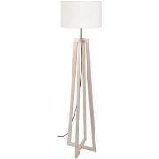 Lampadaires Tosel Lampadaire colonne bois naturel et blanc