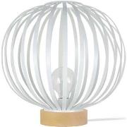 Lampes de bureau Tosel Lampe a poser globe métal naturel et blanc